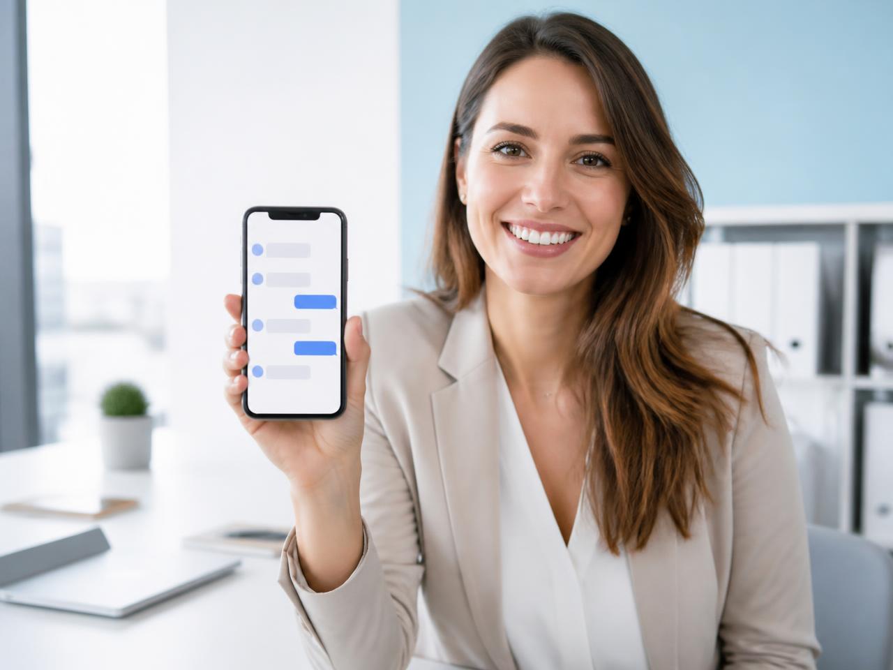 Business user reviewing a customer conversation on a mobile phone