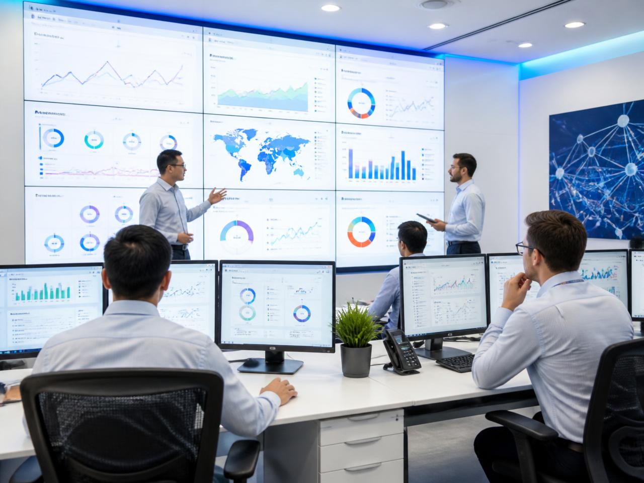 Operations team monitoring live message delivery dashboards
